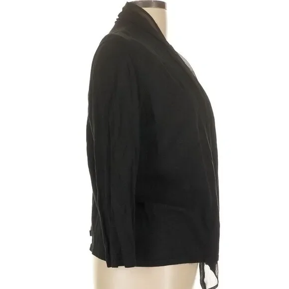 Kasper Lightweight Black Open Front Cardigan Size Large - Picture 3 of 6